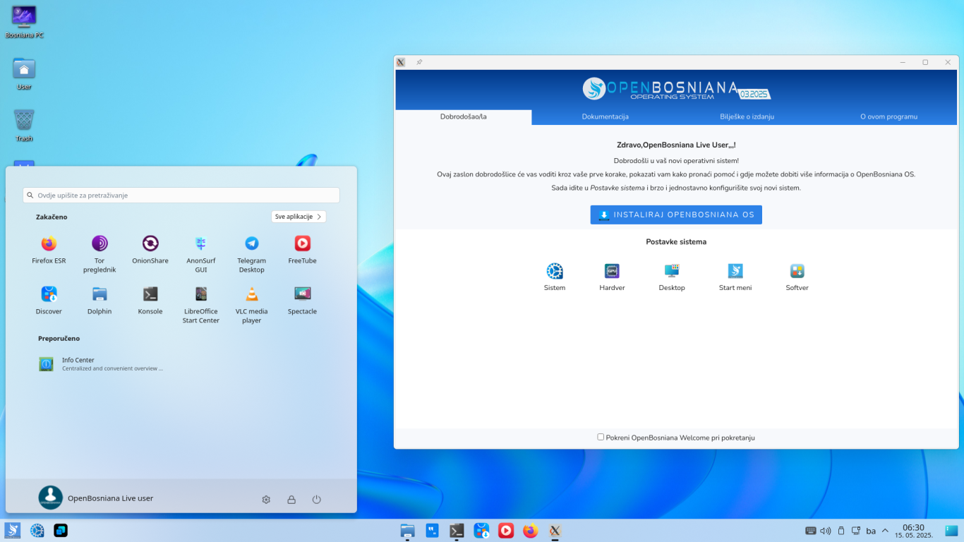 OpenBosniana Home KDE 052025