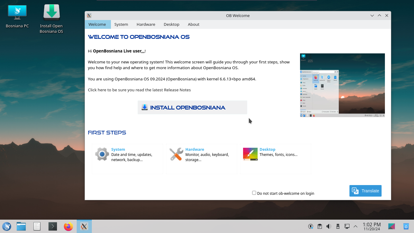 OpenBosniana Home KDE 092024